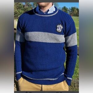 Harry Potter XS Ravenclaw Quidditch Blue Gray Scotland Lambswool Crewneck Sweate